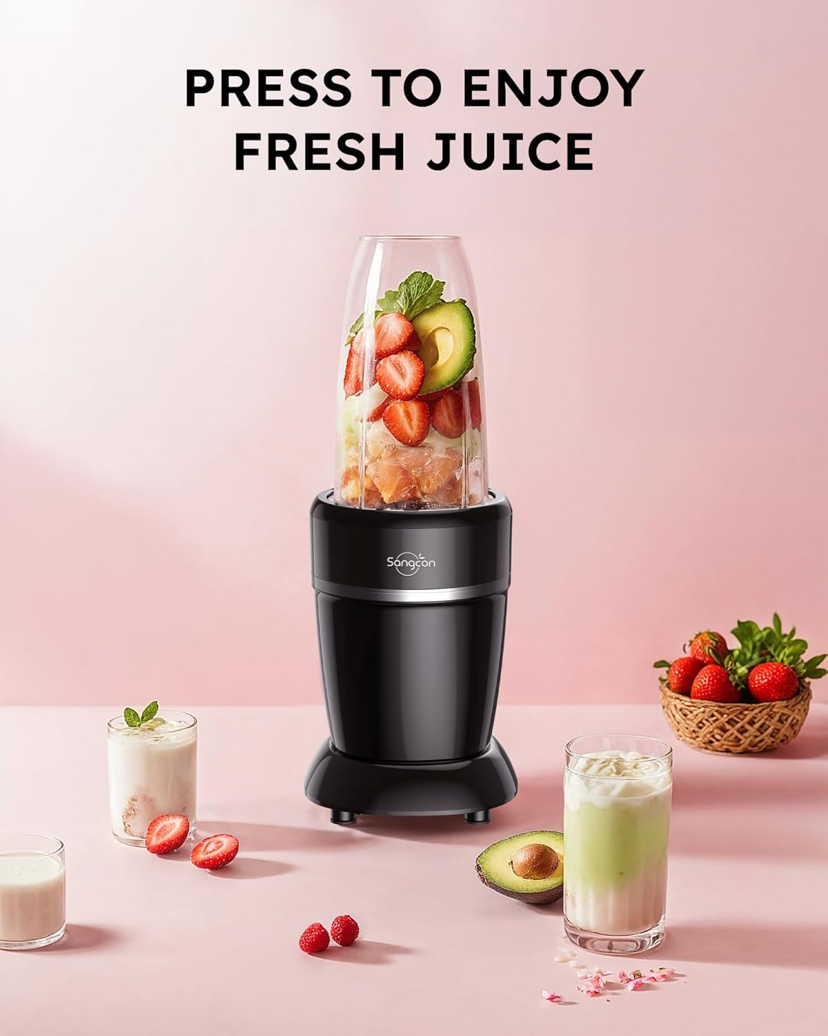 Sangcon 1000w Smoothie Blender for Kitchen, Blender for Smoothies, with 24oz/19oz/10oz Bpa-Free Cups – Upgraded Portable Personal Blenders for Shakes, Frozen fruit, Baby Food, Spice Grinding & More