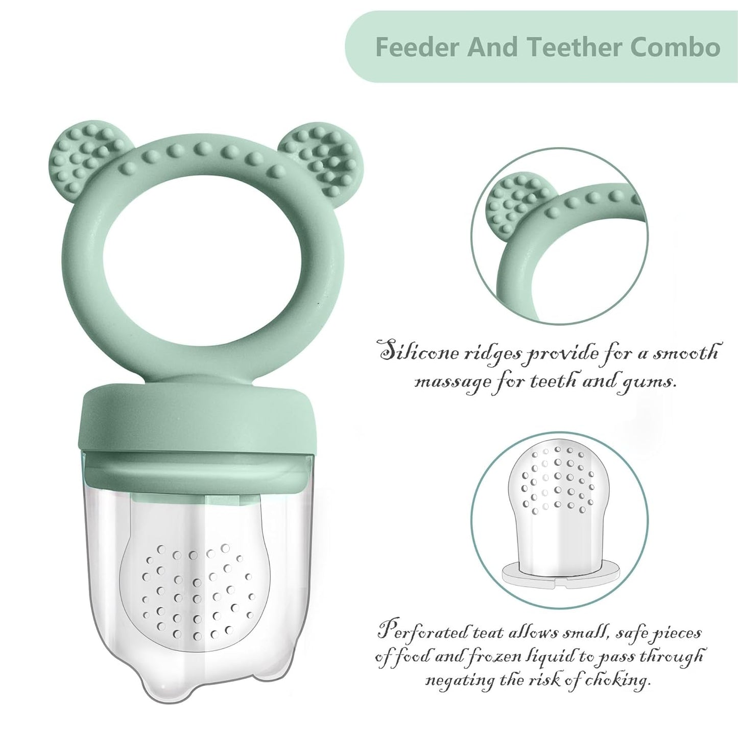 BigSpinach Silicone Baby Food Freezer Tray with Teething Popsicle Molds - Baby Fruit Feeder and Breastmilk Teether Combo
