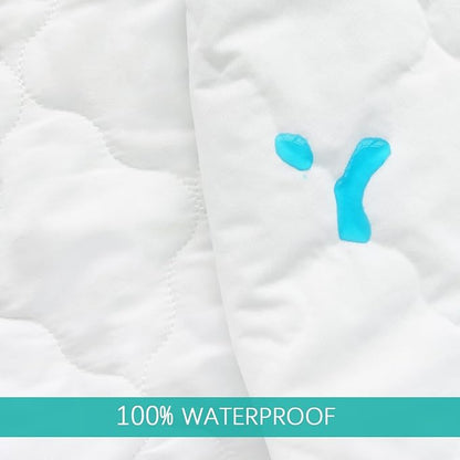 Mini Crib Mattress Protector 38" x 24" Sheets Fitted Waterproof Mini Crib Mattress Pad Cover, Noiseless & Machine Wash 100% Absorbent Mattress Protector Sheet Quilted, White