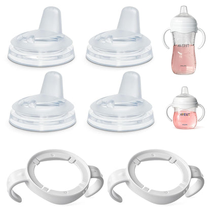 Sippy Spout Nipples for Philips Avent Natural Baby Bottles, My Grippy Spout Sippy Cup and Natural Trainer Sippy Cup, 4-Count, Soft Spout, Food Grade Silicone, BPA-Free, Convert to Sippy Cup, 4+ months