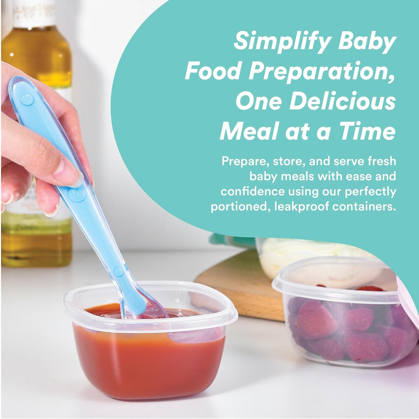 Liname Silicone Baby Food Containers (6 Pack) - Baby Food Storage Containers with Ventilation Valve for Reheating & Rubber Bottom for Easy Frozen Food Release - Baby Led Weaning & Feeding Essentials