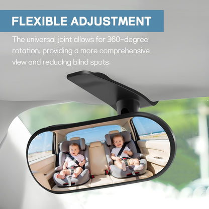 Wuyaoyao HD Baby Car Mirror Rear Facing, Stick-on 360° Adjustable Baby Rear View Mirror for Cars Windshield, Wide Angle Convex Safety Rearview Mirrors for Backseat, Car Accessories Interior (Stick-on)