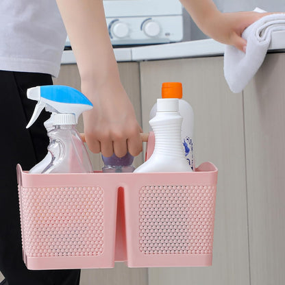 rejomiik Portable Shower Caddy Basket Plastic Cleaning Caddy Organizer Storage Tote with Handle for Bathroom, College, Dorm Room Essentials, White
