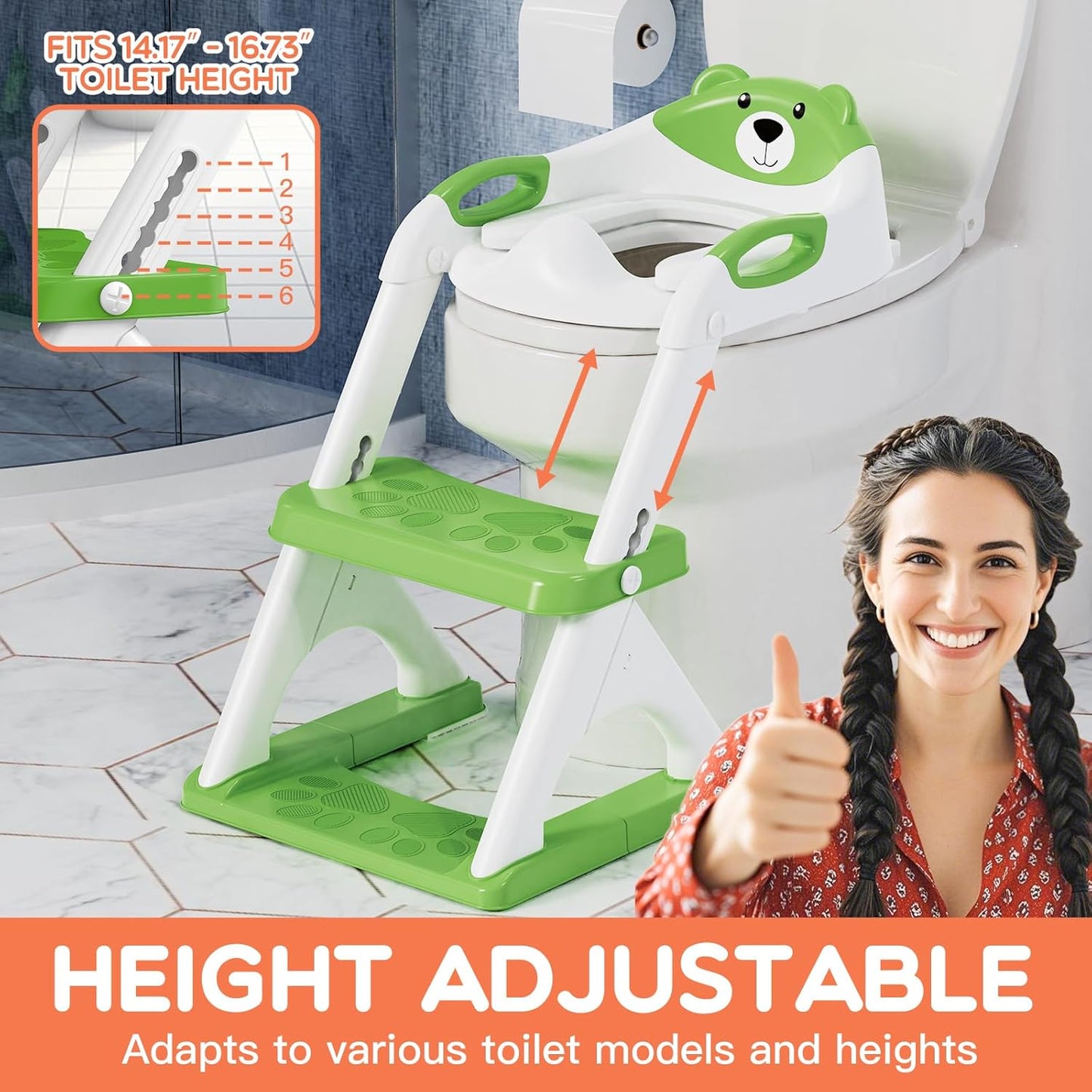 Potty Training Seat, SKYROKU Upgrade Toddler Toilet Seat for Kids Boys Girls, 2 in 1 Potty Training Toilet, Splash Guard Anti-Slip Pad Step Stool,New Sector-Shape Stabilized Base (8899+Grey)
