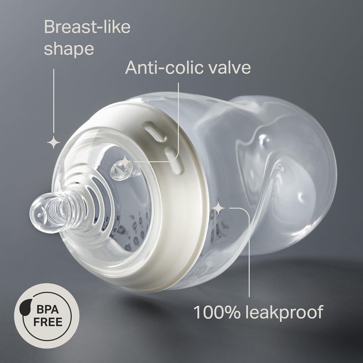Tommee Tippee Natural Start Anti-Colic 9 oz BPA Free Baby Bottles, 0+ Months, Slow Flow Breast-Like Nipple, Self Sterilizing, Designed for Seamless Transition Between Bottle & Breast, Clear, Pack of 2