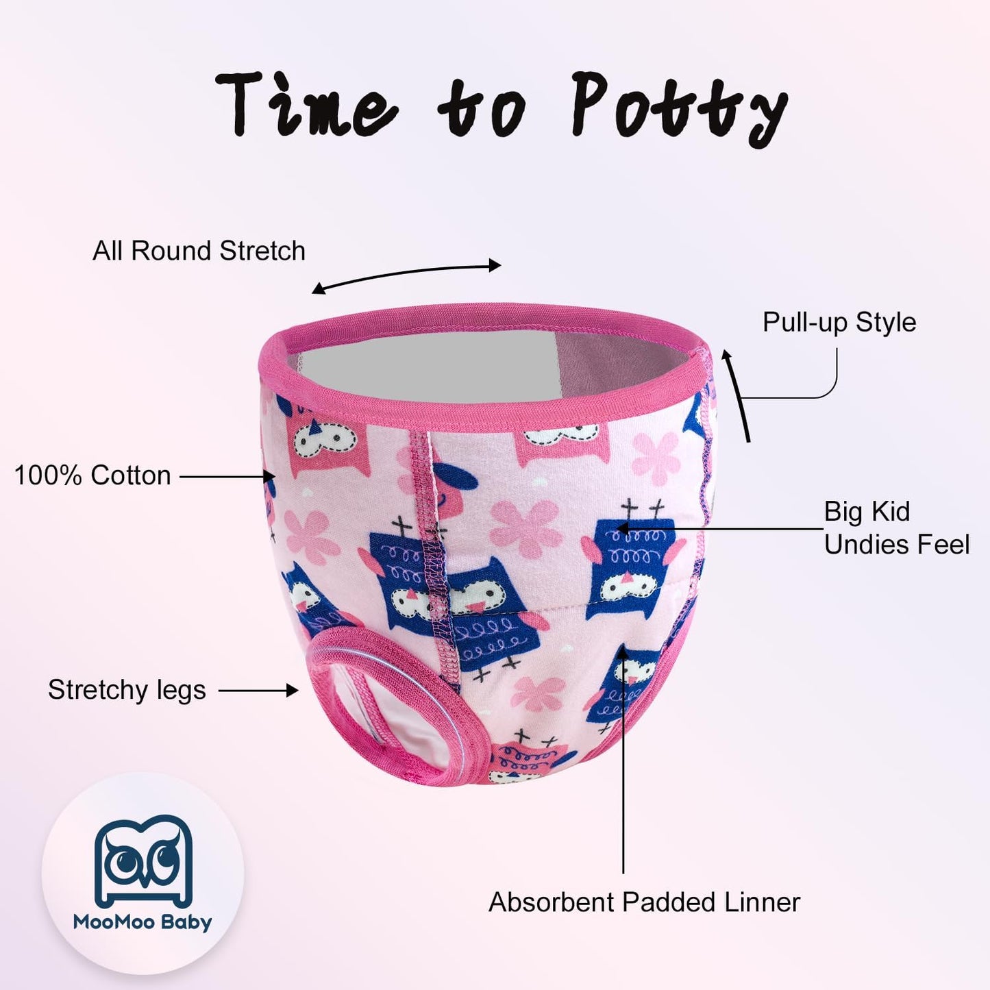 MooMoo Baby Potty Training Underwear 10 Packs Absorbent Toddler Training Pants for Boys and Girls Cotton Pee Pants 2T-9T