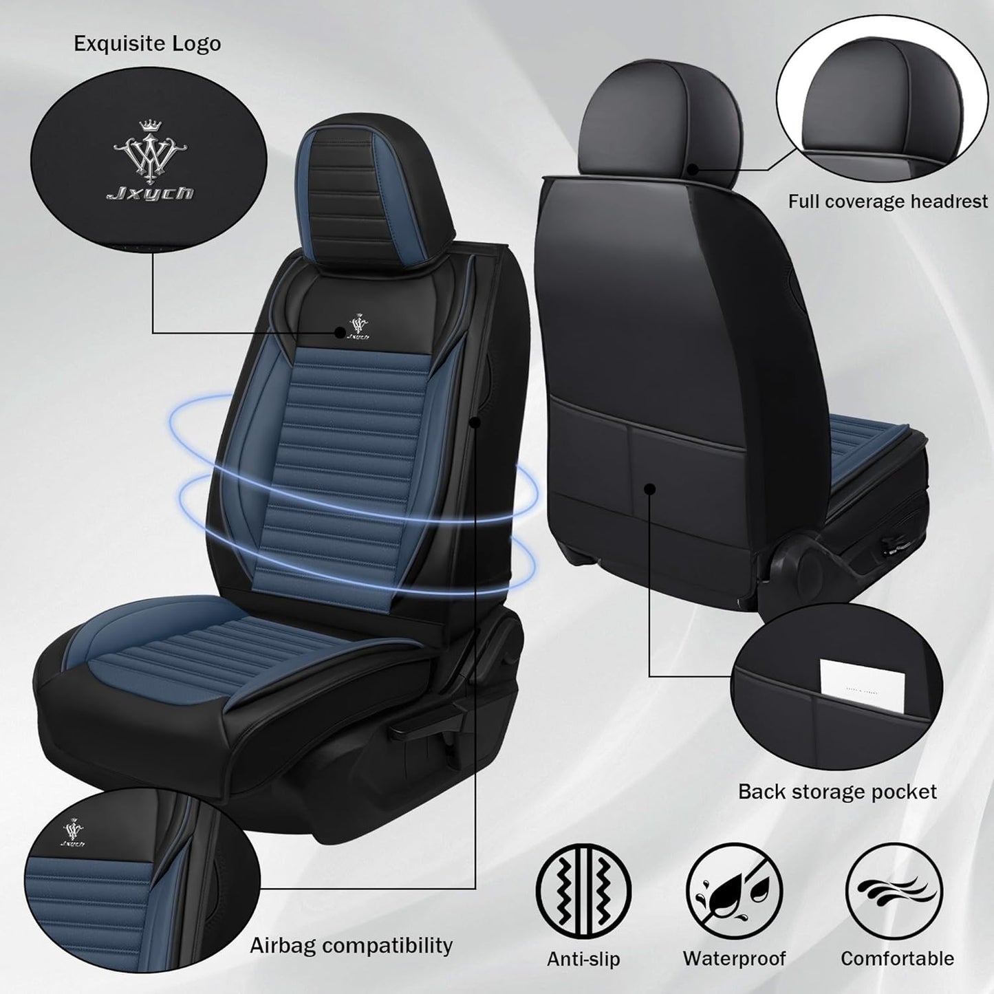 Seat Covers Fit for Mini Convertible 2009-2025 Premium Leather Car Seat Covers, Waterproof Non-Slip and Airbag Compatible, Fashion Car Seat Protector (Black Red,Front Set with Pillow)