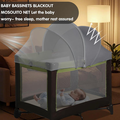 Bassinet Mosquito Net Cover - Half-Blackout Mosquito Net for Baby Crib & Bedside Sleeper, Breathable Crib net with 2-Way Zipper, Sun-Blocking Baby Mosquito Net Cover (Gray-Small)