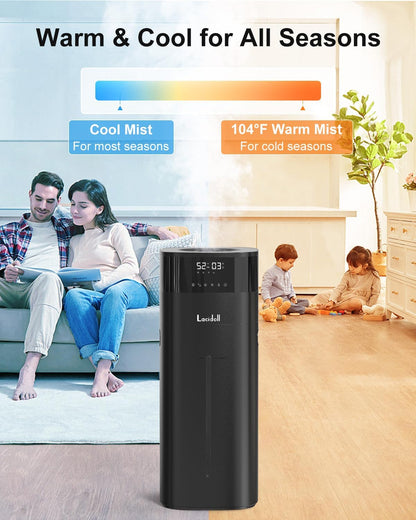 LACIDOLL Cool and Warm Mist Humidifier Large Room, 5.3Gal/20L Humidifiers for Home 2500 sq ft, Air Humidifiers for Bedroom with Diffuser&Extended Tube, Whole House Humidifiers for Nursery Baby Plants