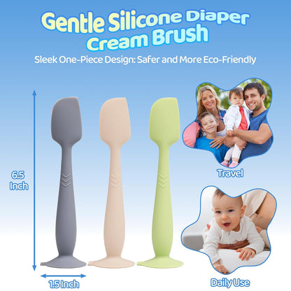 Upgraded 4-Pack Silicone Diaper Cream Spatula with Travel Case - Soft Full-Size & Mini Applicators for Rash Ointment, Diaper Care & Everyday Care, Ideal for Newborn Essentials and Baby Shower Gifts