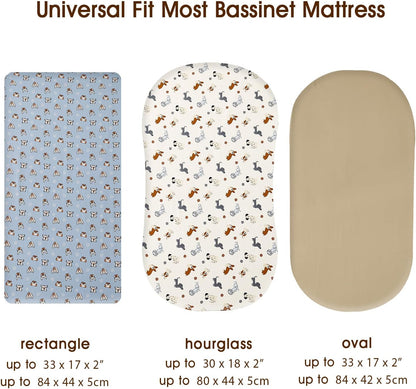 PHF 3 Pack Soft Mini Crib Sheets, Floral & Animal Pack N Play Sheets for Baby Boys Girls, No Slip Universal Fit for Pack N Play, Playard, Portable and Mini Crib Mattresses,Floral & Animal