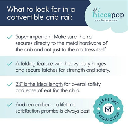 Hiccapop Convertible Crib Bed Rail for Toddlers, Crib Rail Guard with Reinforced Anchor Safety