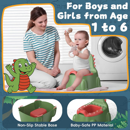 Potty Training Toilet Toddler Potty Chair Kids Boys Girls Dinosaur Animal Comfortable Potties Training Seat for Childrens Ages 1-3 Portable Baby Toilets with Lid Back Easy to Clean Potty Trainer,Blue