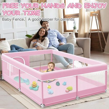 XVISHX Baby Playpen 50 x 50 Inch Play Pen Playards, Playpen for Babies and Toddlers, Baby Playard for Indoor & Outdoor Active Center Game Fence, with Skin-Friendly Fabric and Soft Breathable Mesh Grey