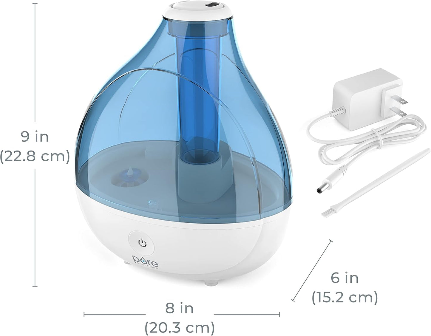 Pure Enrichment MistAire Ultrasonic Cool Mist Humidifier - Quiet Air Humidifier for Bedroom, Nursery, Office, & Indoor Plants - Lasts Up To 25 Hours