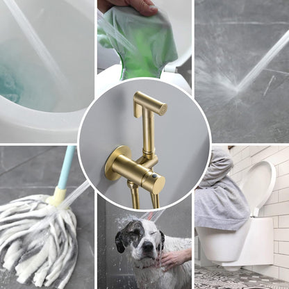 SHAMANDA Handheld Bidet Sprayer for Toilet, Stainless Steel Baby Cloth Diaper Sprayer Kit, Bathroom Toilet Bidet Attachment Set for Bathing Pets Feminine Hygiene, Matte Black BDS01-7