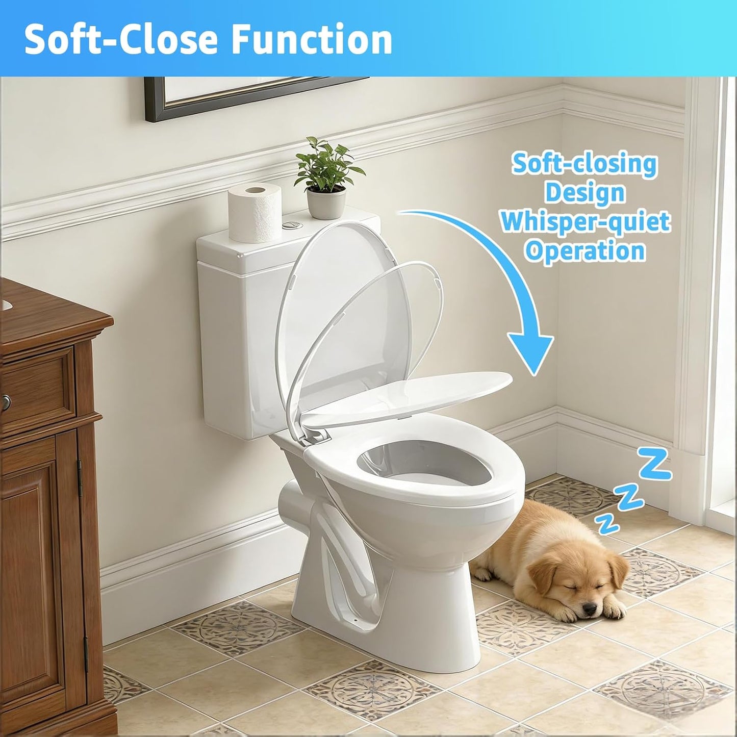 Toilet Seat with Toddler Seat, Potty Training Toilet Seat Round 2 in 1 Soft Close Quiet No Slapping, Magnetic Absorption, Easy to Install and Clean,White