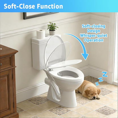 Toilet Seat with Toddler Seat, Potty Training Toilet Seat Round 2 in 1 Soft Close Quiet No Slapping, Magnetic Absorption, Easy to Install and Clean,White