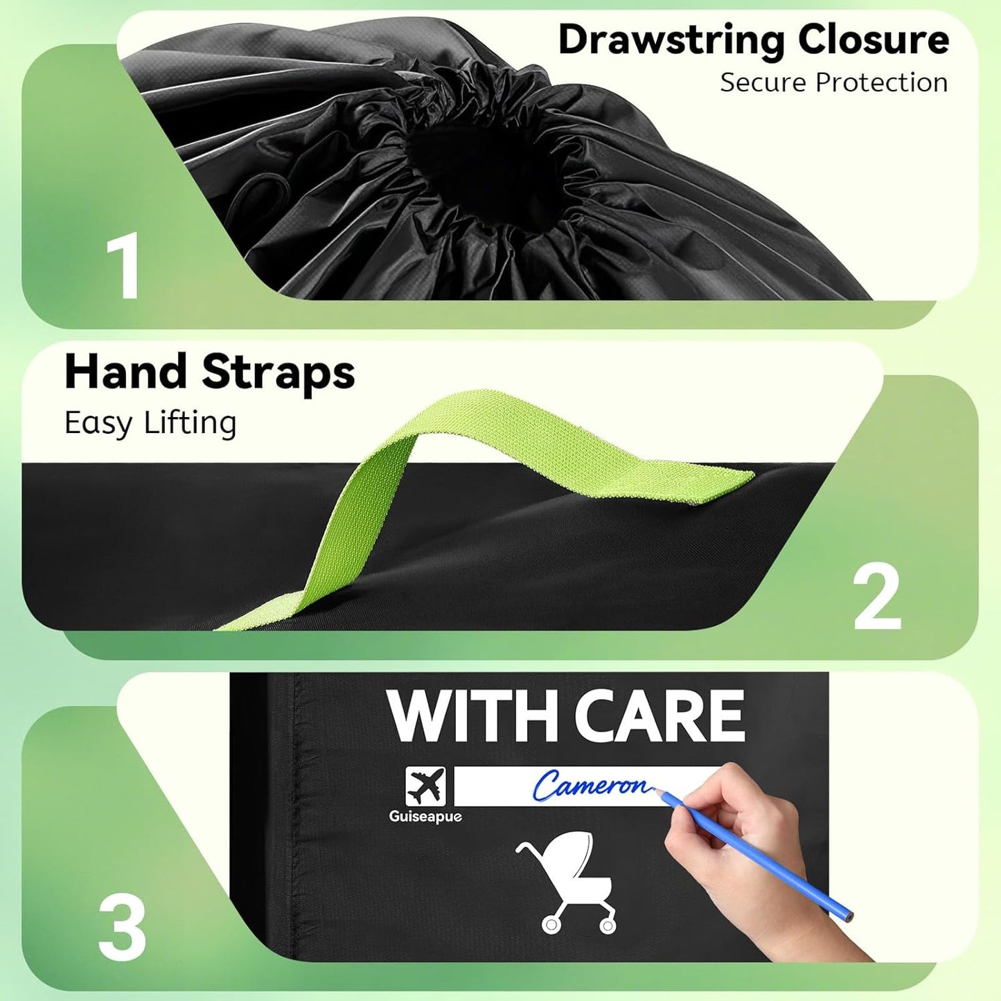 Stroller Bag for Airplane: Airplane Travel Essentials, 46" H x 21" W x 13" D Stroller Cover for Air Travel, Fit Single/Double/Jogging/Baby Stroller Travel System, First Mothers Day Gifts for New Mom