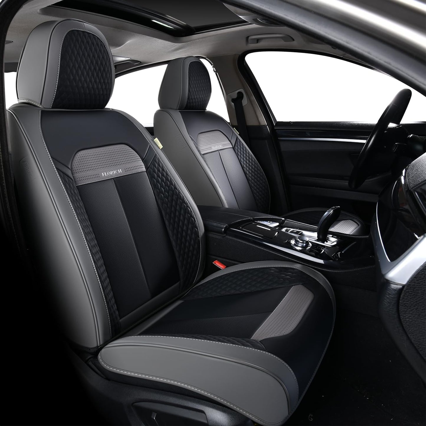 FLORICH Car Seat Covers Full Set, Automotive Seat Covers, Black Car Seat Cover, Waterproof Seat Protectors Universal fit for Car Truck Van SUV - Black