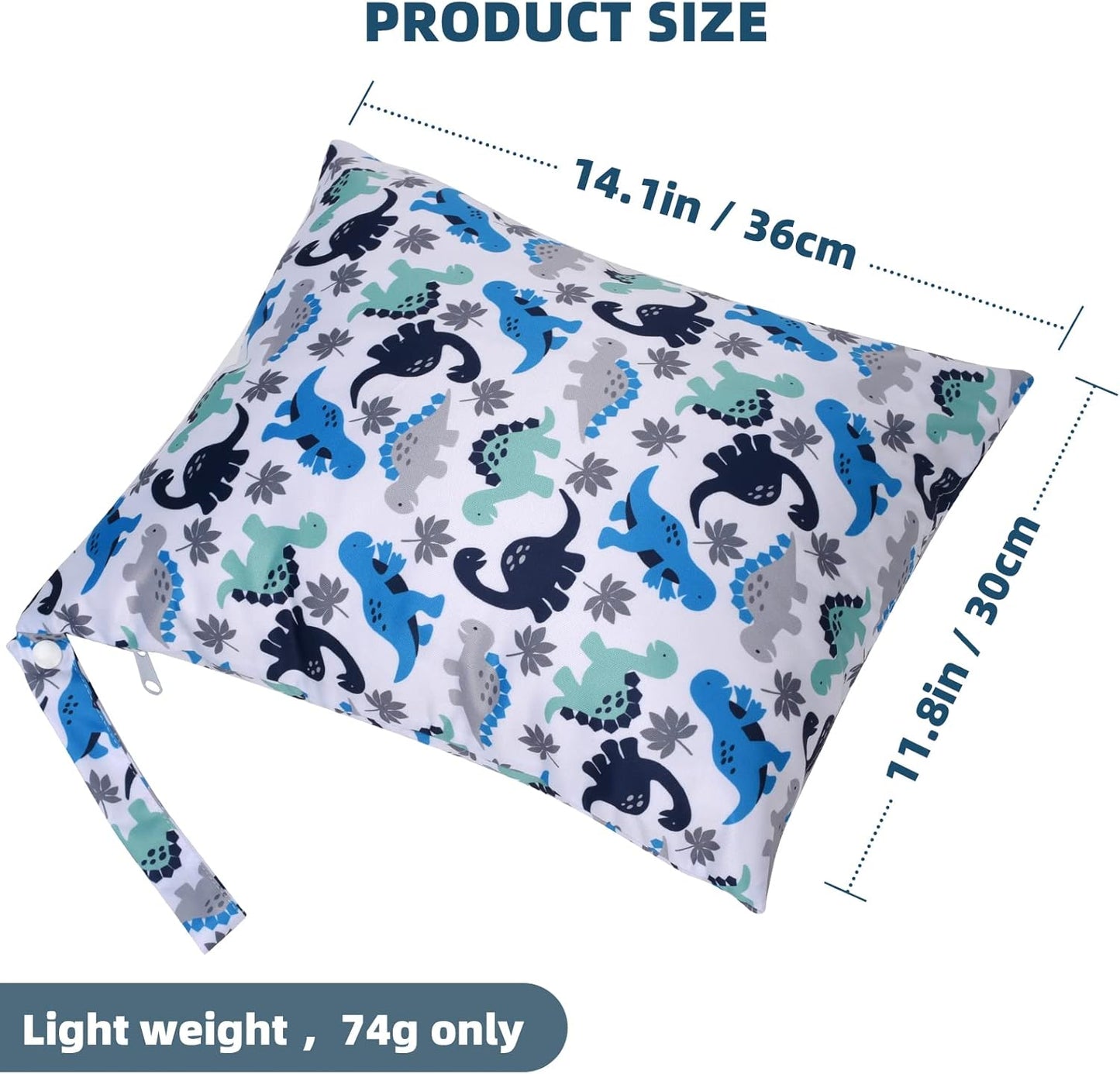 Wet Dry Bags 2-Pack with Cute Dolphin Print - Waterproof Travel Organizer for Swimming Pool Beach Gym Baby Cloth Diapers Swimwear with Dual Zippers