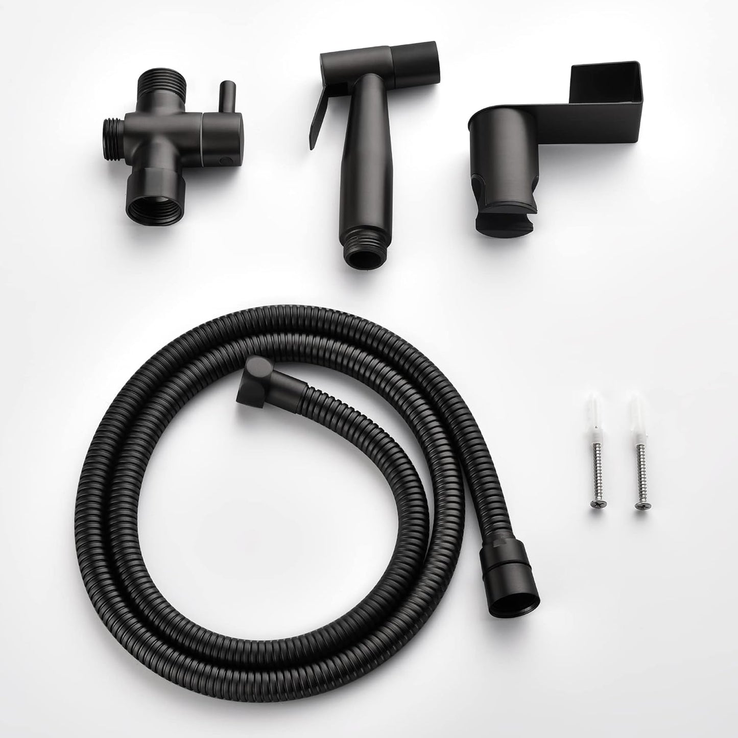 SHAMANDA Handheld Bidet Sprayer for Toilet, Stainless Steel Baby Cloth Diaper Sprayer Kit, Bathroom Toilet Bidet Attachment Set for Bathing Pets Feminine Hygiene, Matte Black BDS01-7