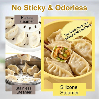 Small Silicone Steamer Microwave, Steamer for Baby Food Maker, Vegetable, Egg, 100% Food Grade Silicone Microwave Bowl with Lid and Handle, Non-stick, Easy Clean, Dishwasher Safe, 19oz