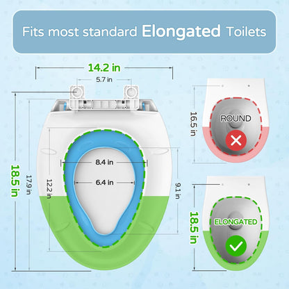 YASFEL Built in Potty Training Toilet Seat for Toddlers, Kids & Adults Biscuit Plastic Toilet Seats Elongated Slow Close with Magnets(Almond, 18.5”)