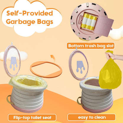 SunnySmile Portable Toilet for Kids,Portable Potty Seat for Toddler Travel,Travel Potty with Travel Bag, Applicable to Camping, Indoor/Outdoor Use, Includes 45 Replacement Bags (Grey)