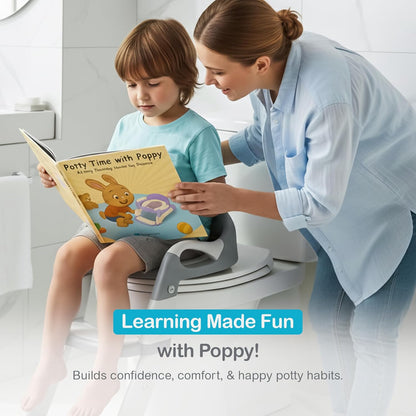 3-in-1 Toddler Potty Training Toilet Seat with Ladder | Foldable Toilet Potty Training Seat with Step Stool Ladder | 5-Level Adjustable Height | Soft Cushion, Splash Guard & Anti Slip Pad