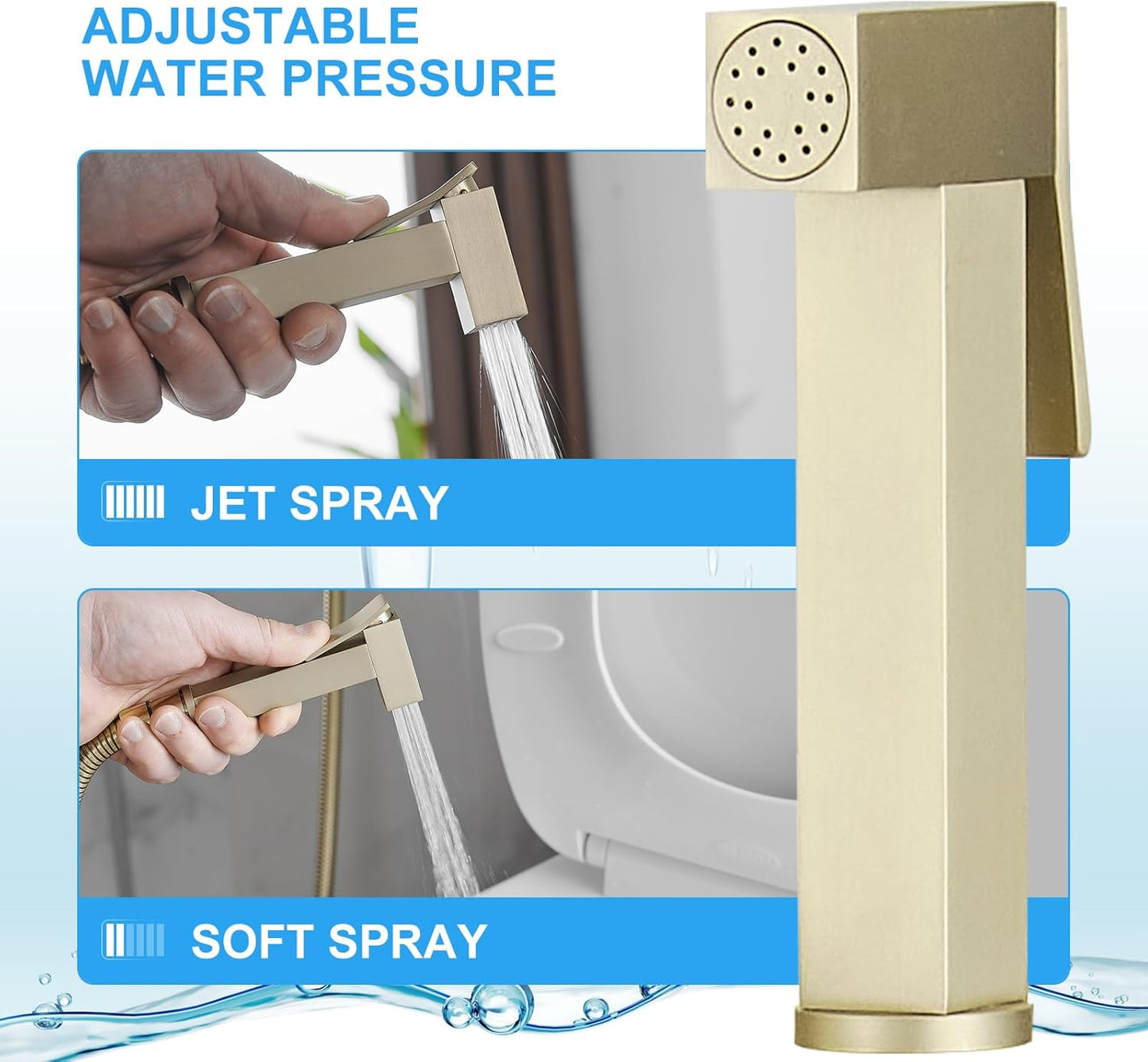 BWE Handheld Toilet Bidet Sprayer with Adjustable Water Pressure for Toilet Hot and Cold Bidet Spray Set Brass Toilets Bidets Wall Mount Cleaning Faucet Jet for Feminine Wash, Matte Black