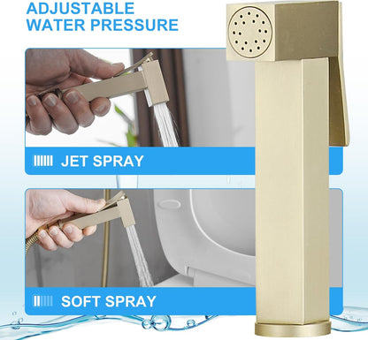 BWE Handheld Toilet Bidet Sprayer with Adjustable Water Pressure for Toilet Hot and Cold Bidet Spray Set Brass Toilets Bidets Wall Mount Cleaning Faucet Jet for Feminine Wash, Matte Black