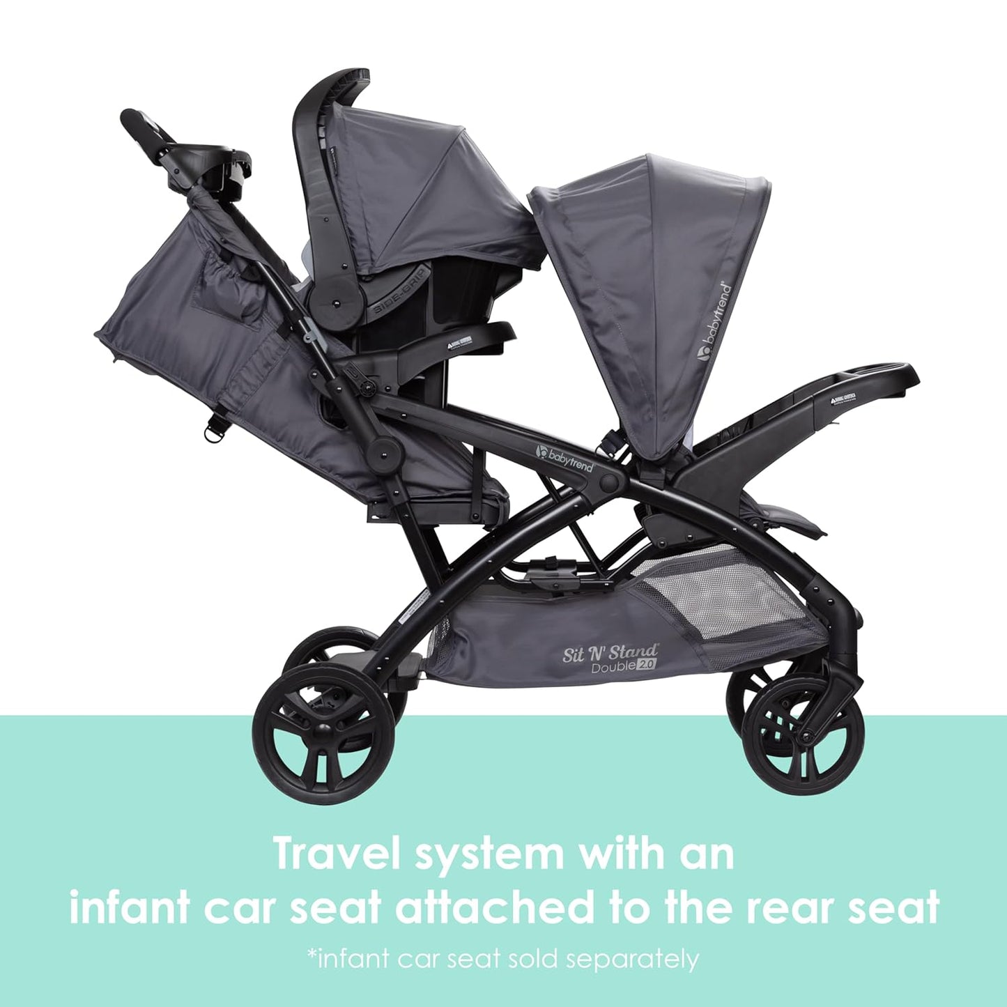 Baby Trend Sit N' Stand® Double 2.0 Stroller, Dash Black