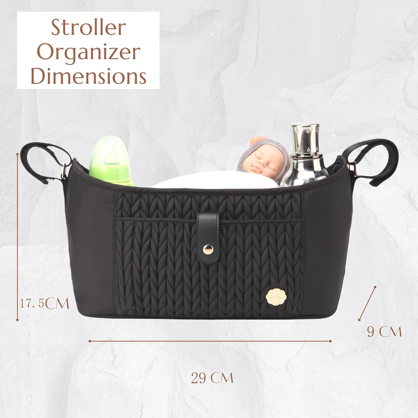 Universal Baby Stroller Organizer,Diaper Caddy Organizer with Adjustable Straps to Fits Nearly Any Strollers | Universal, Adjustable Straps