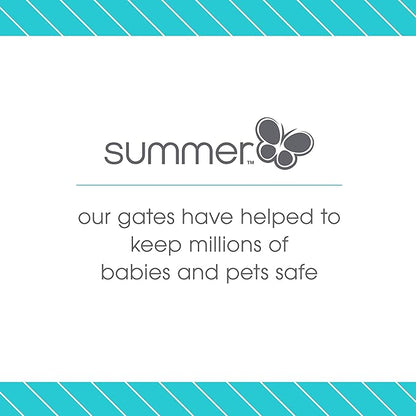 Summer Infant Anywhere Decorative Walk-Thru Pet and Baby Gate, 28” - 42.5” Wide, 30" Tall, Pressure Mounted, Insall In-between Rooms and Doorways, Walnut Wood with Metal Charcoal Accents