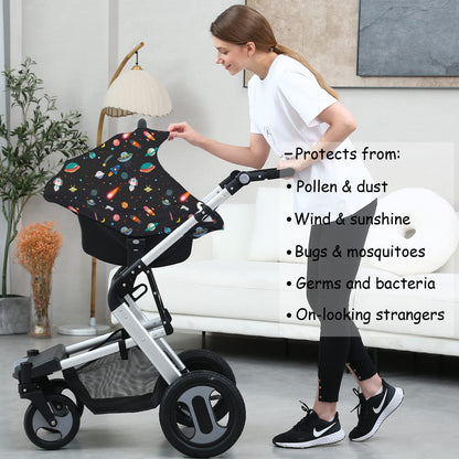 Car Seat Covers for Babies - Multi-use Carseat Canopy Cover Breastfeeding Covers, Stroller Canopy Cover (Navy Dinosaur)