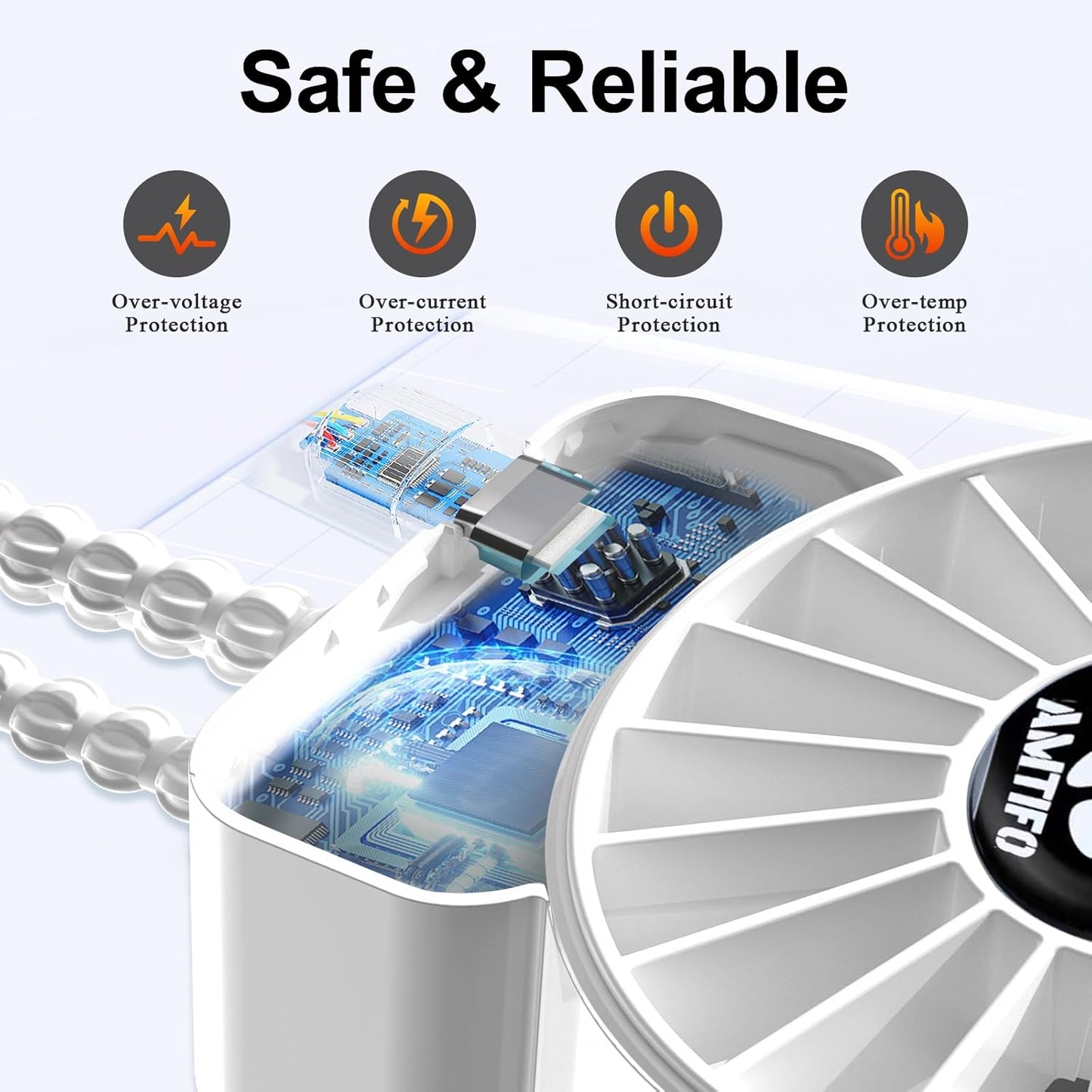 AMTIFO Portable Stroller Fan - 4-Speed Rechargeable USB Fan, Quiet Clip-on Baby Fans for Stroller Crib and Travel - Compact & Battery-Operated Cooling Fans for Baby Comfort on the Go