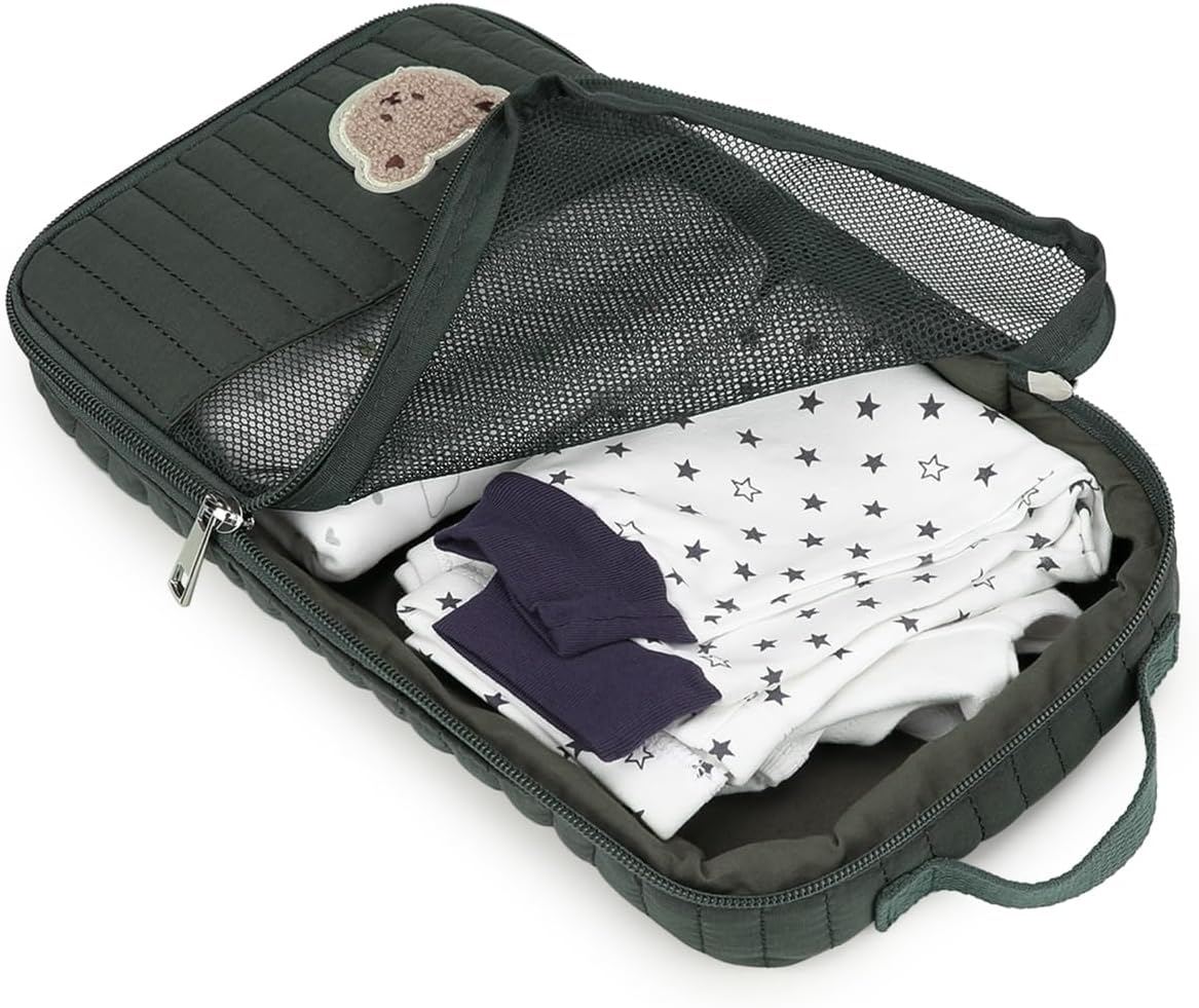MOMIGO Baby Diaper Bag Organizer Pouches Waterproof Mini Diaper Bag - 2 pcs/set Foldable Hanging Bag Reusable, Washable or Cloth Diapers, with Gift for Baby Shower (Khaki（A）)