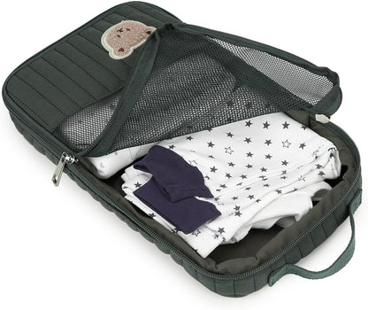 MOMIGO Baby Diaper Bag Organizer Pouches - 2 Pack Waterproof Pod Hanging Diaper Bag Cute Rabbit Bear Mesh Bag Reusable, Washable or Baby Cloth Diapers (Green)
