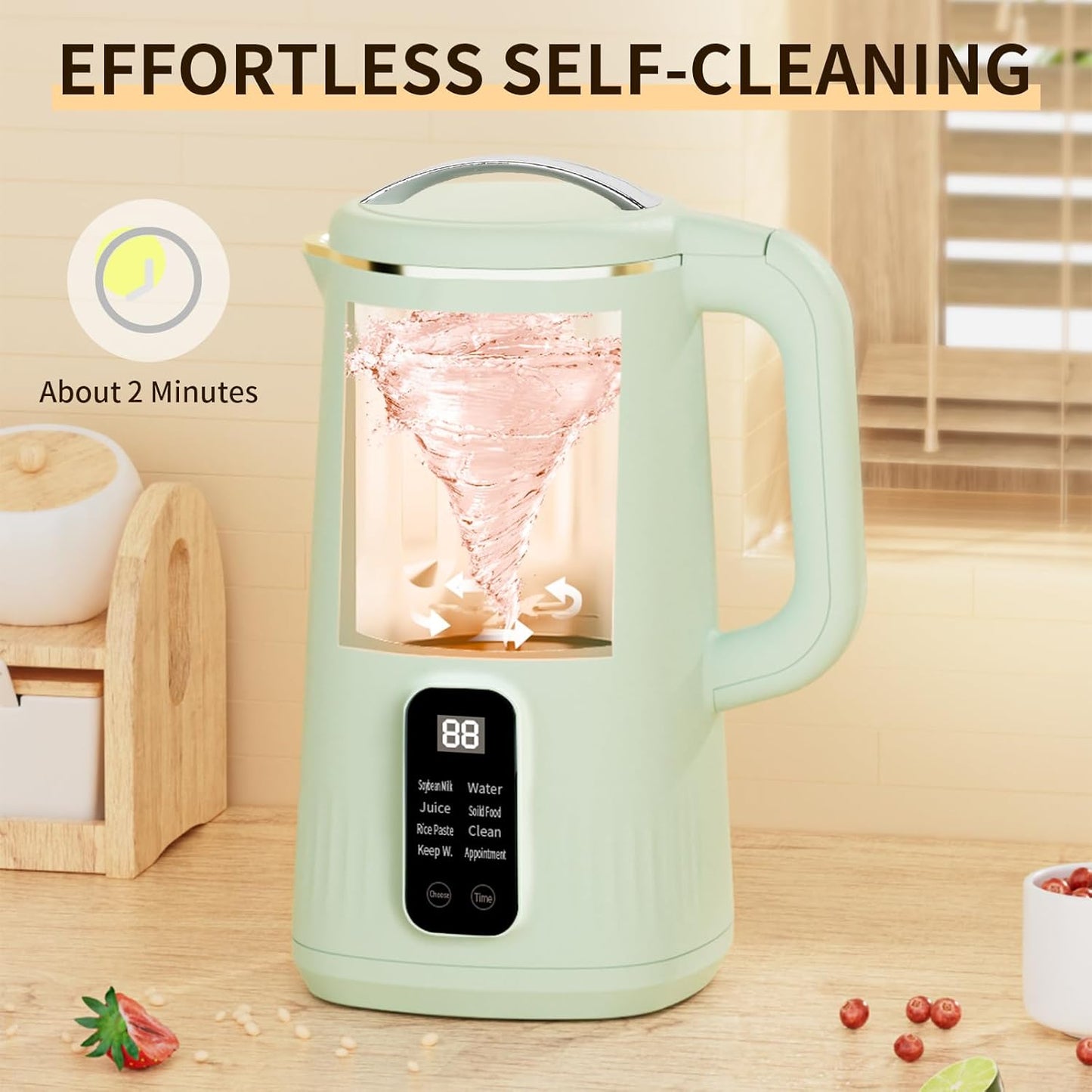 Nut Milk Maker Machine, 28oz Automatic 8-in-1 Quiet Operation Soy Milk Maker, Homemade Almond, Coconut, Juice & Soup, Delay Start/Keep Warm/Self-Cleaning/Boil Water (Cyan)