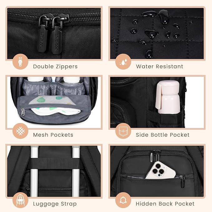 LOVEVOOK Diaper Bag Backpack Large Capacity Baby Bag with Portable Changing Pad, Multifunction Baby Travel Backpack