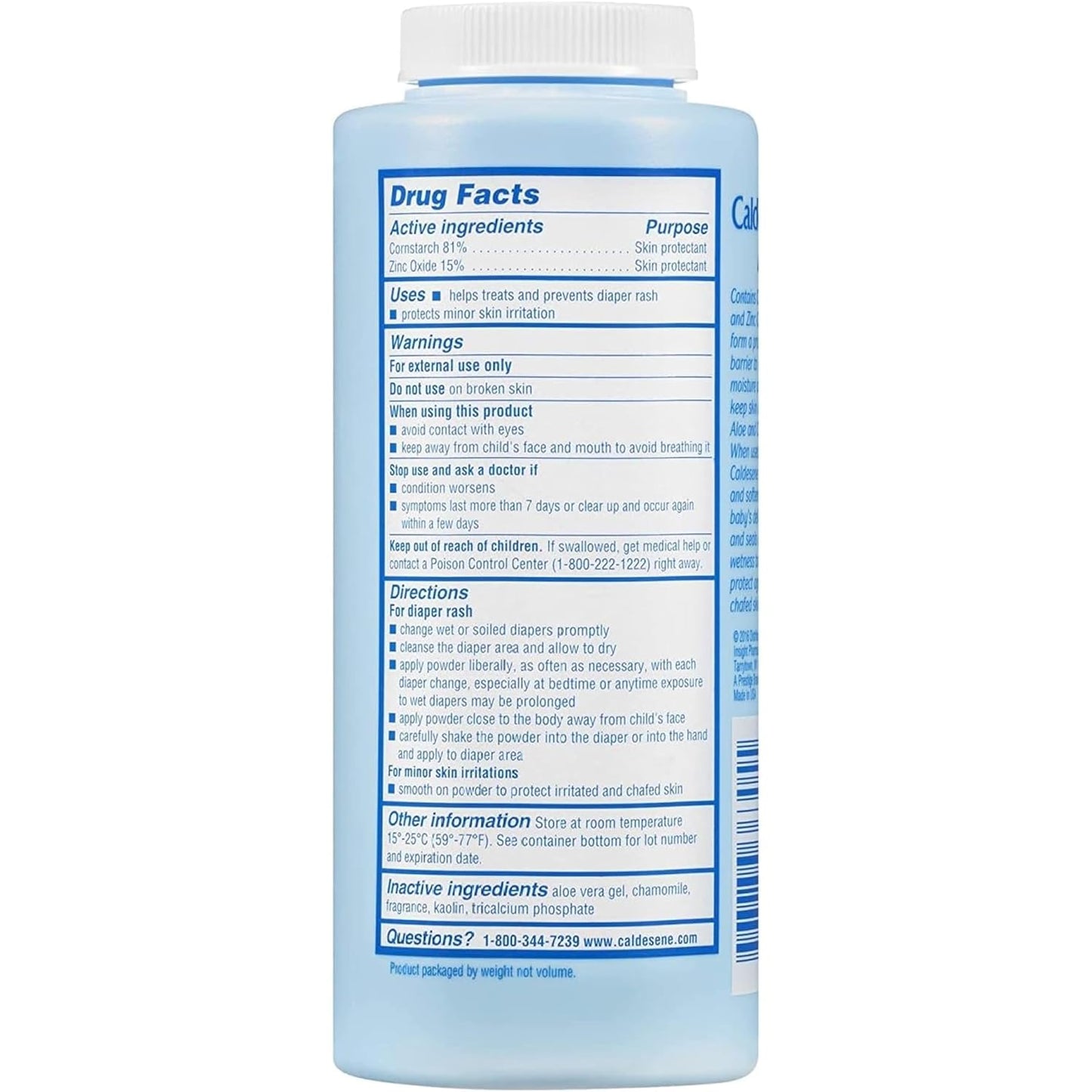 Caldesene Medicated Protecting Body Powder with Zinc Oxide and Cornstarch, Talc-Free Baby Powder Soothes & Protects, 5 Oz.