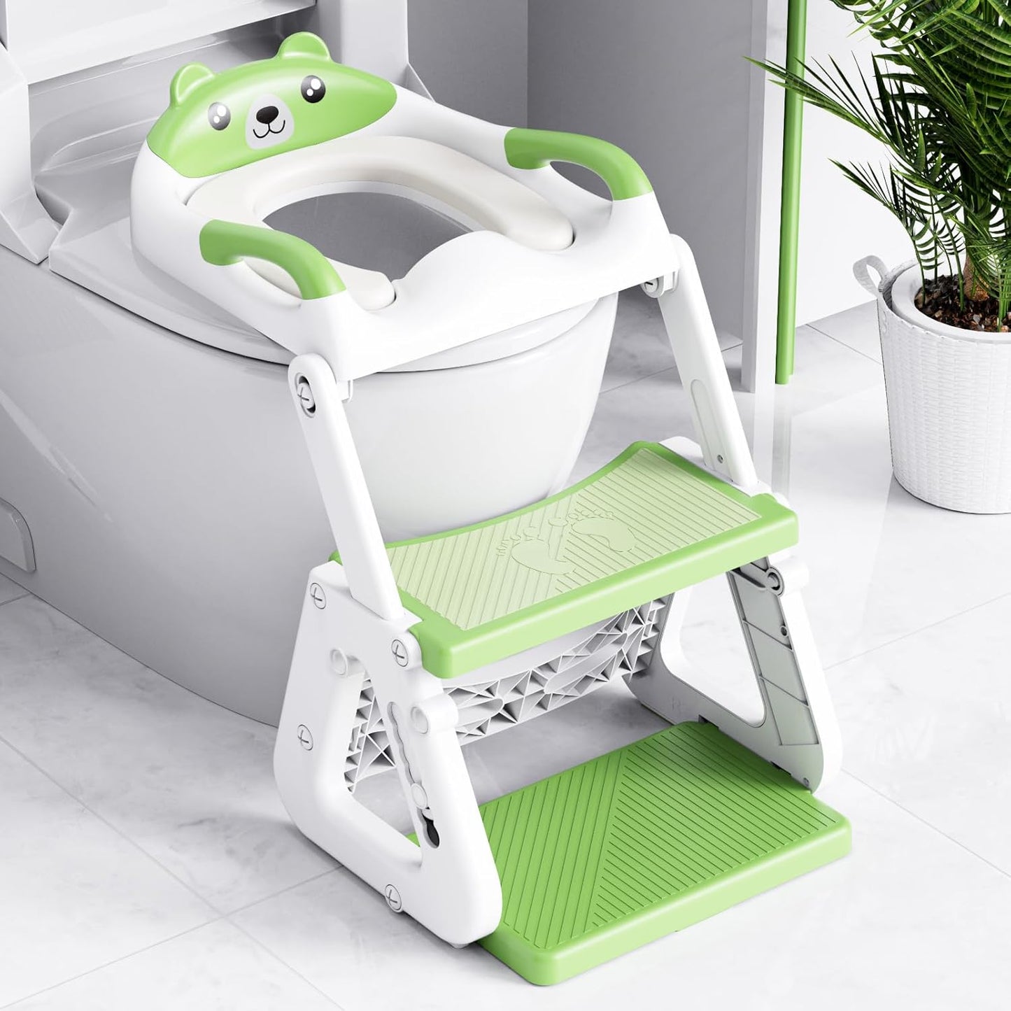 Orzbow Potty Training Seat | Upgrade Toddler Potty Training Toilet with Step Stool, 2-in-1 Stability Toilet Seat for Boys Girls | with Splash Guard, Anti-Slip Pad, Ladder, and Height Adjustable, Pink