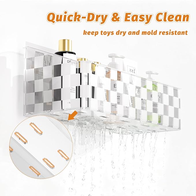 Bath Toy Storage Holder, Bathtub Toy Storage Quick-Dry, Clear Bath Toy Holder for Tub, Bath Toy Organizer Large Capacity, Bathroom Shower Toy Storage Holder (2pack)
