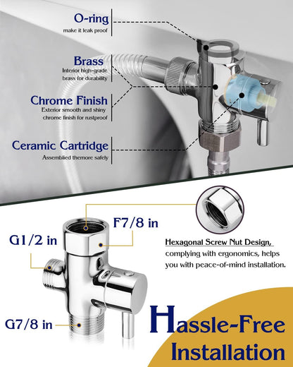 Handheld Bidet Sprayer for Toilet, Muslim Shower Bidet Attachment for Toilet, Cloth Diaper Toilet Sprayer, Jet Spray for Toilet with Bidet Hose for Feminine Wash (Chrome)