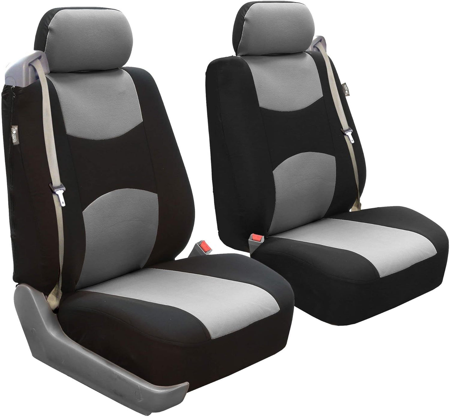 FH Group All-Purpose Built-in Seatbelt Seat Covers Full Set with Gift – Universal Fit for Cars Trucks & SUVs (Gray/Black) FB351115