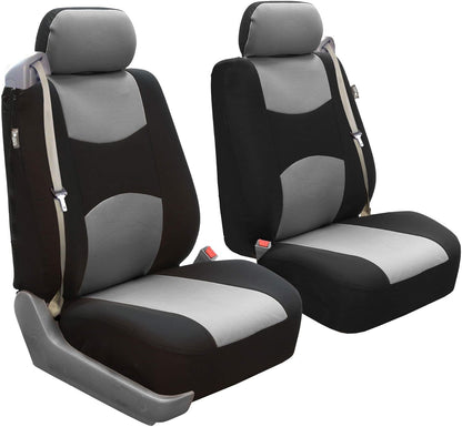 FH Group All-Purpose Built-in Seatbelt Seat Covers Full Set with Gift – Universal Fit for Cars Trucks & SUVs (Gray/Black) FB351115