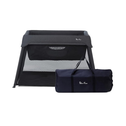Silver Cross Sleep & Go 3 in 1 Travel Crib - Converts Newborn Bassinet, Crib to Playard - Portable, Lightweight, Easy to Pack with Comfortable Mattress for Infants to Toddlers - Carbon (Sustainable)