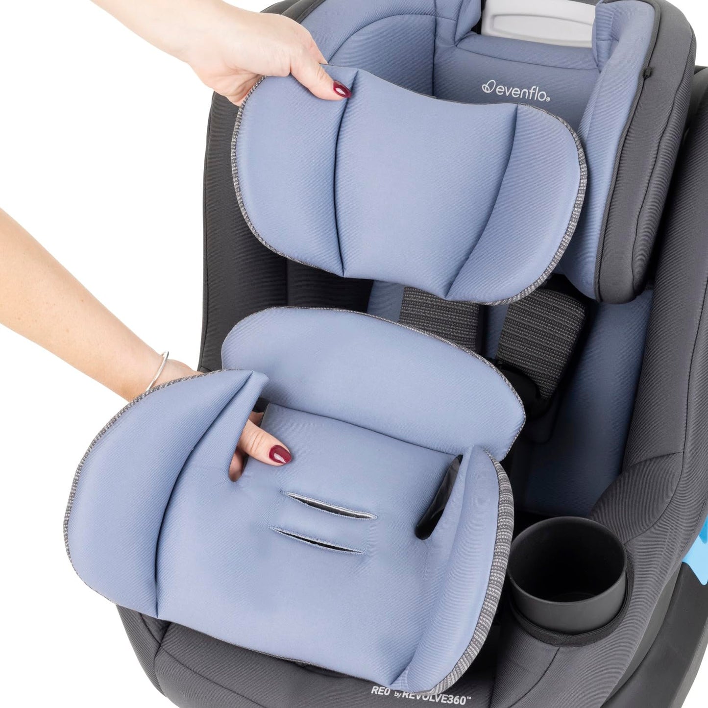 Evenflo REO by Revolve360 Rotating 2-in-1 Convertible Car Seat, 360 Degrees, Infant to Toddler, Forward and Rear Facing, Compact Design, One-time Install (Lenox)