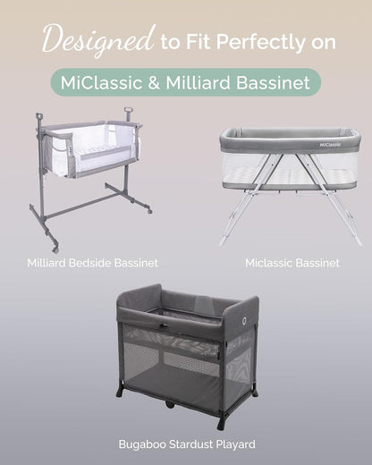 Bassinet Sheets Compatible with Baby Delight Beside Me Dreamer Bassinet, 33x20 for Baby Bedside Sleeper - Buttery Soft, Premium Stretchy Jersey Knit Sheets - Sky + Sage + Cloud, 3 Pack